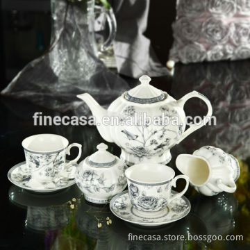17 Pieces Elegant New Bone China Tea Set of Nocturne